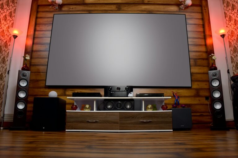 a large screen on a shelf