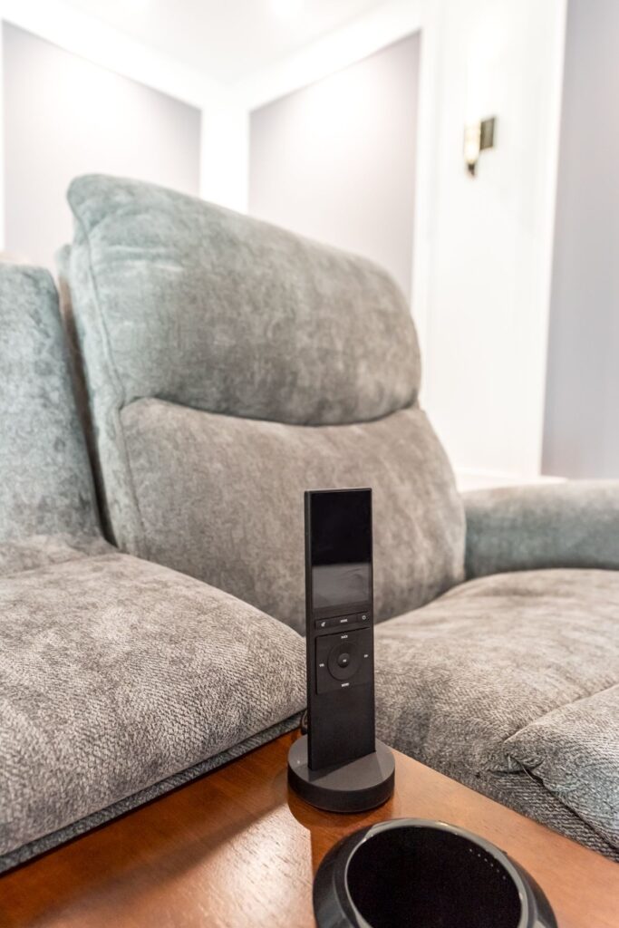 A universal remote to control one’s home audio and visual system.